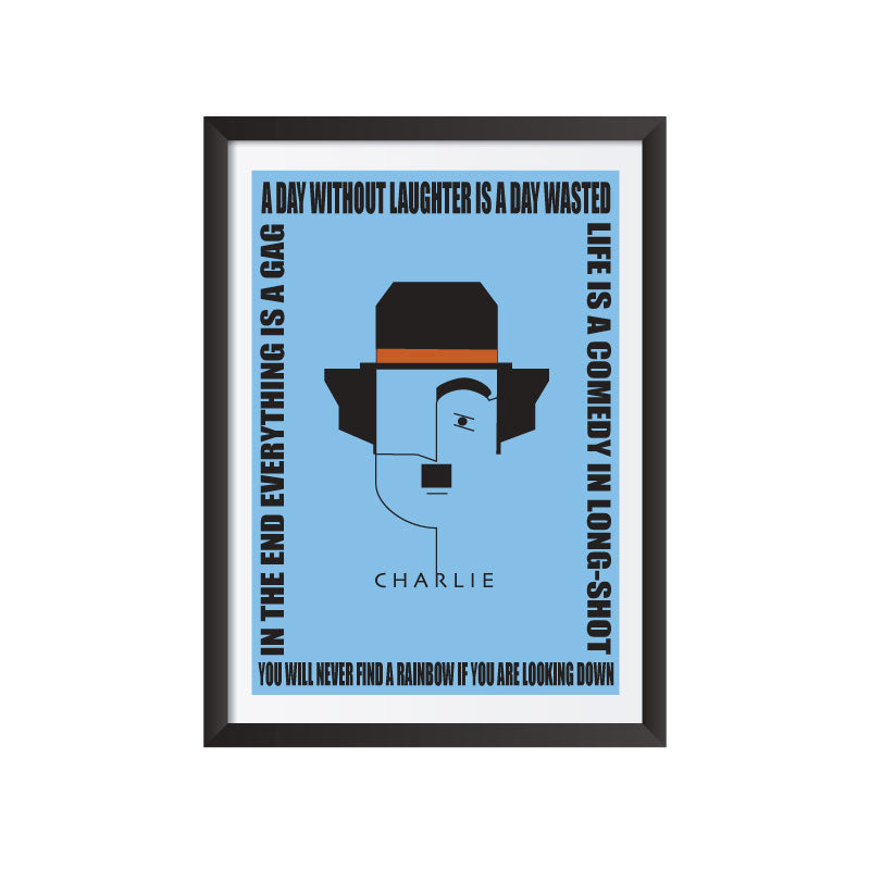 Charlie Chaplin with quotes art frame