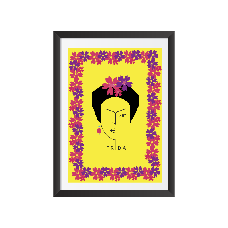 Frida with flowers Art Frame